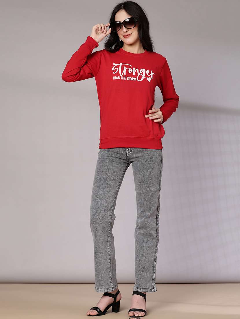 women chest print long sleeve sweatshirt - 21949418 - Standard Image - 4