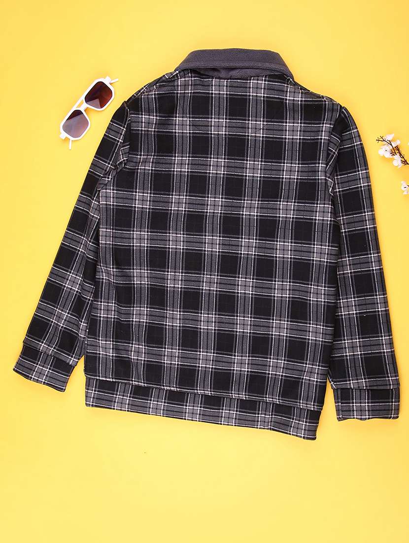 boys checkered collared long sleeve shacket - 21949443 -  Standard Image - 1
