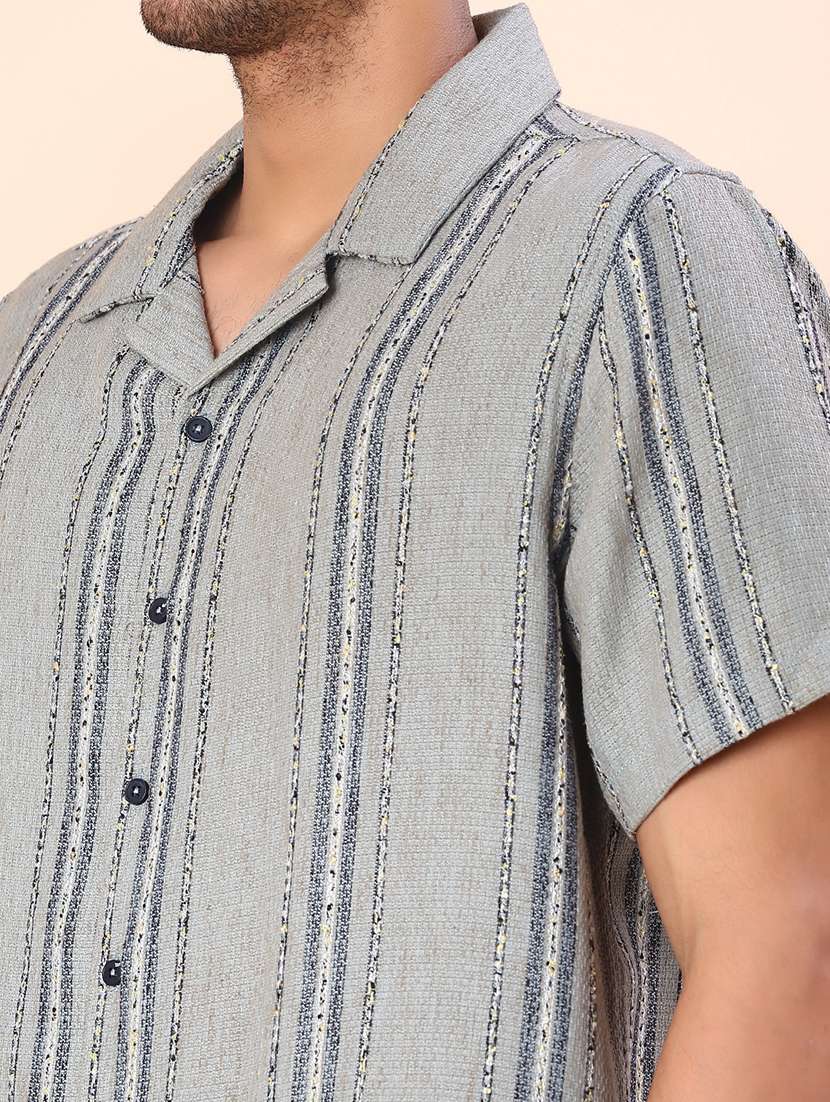 men striped short sleeve regular fit casual shirt - 21949445 -  Standard Image - 4