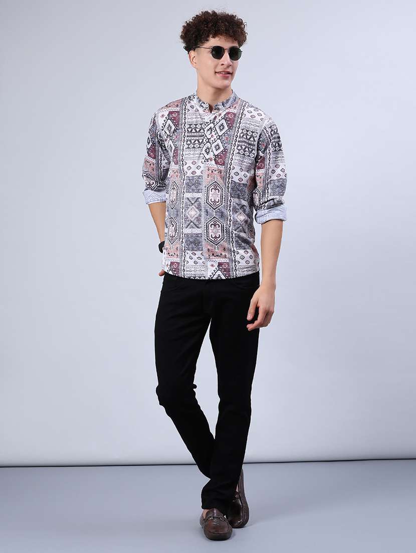 men printed long sleeve short kurta - 21949446 -  Standard Image - 4