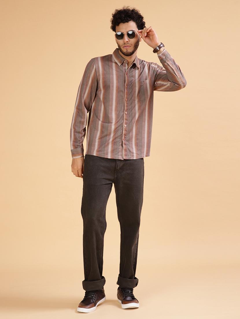 men striped collared long sleeve shirt - 21949448 - Standard Image - 4