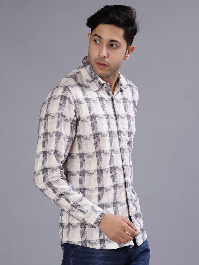 men checkered collared long sleeve shirt - 21949449 -  Standard Image - 1