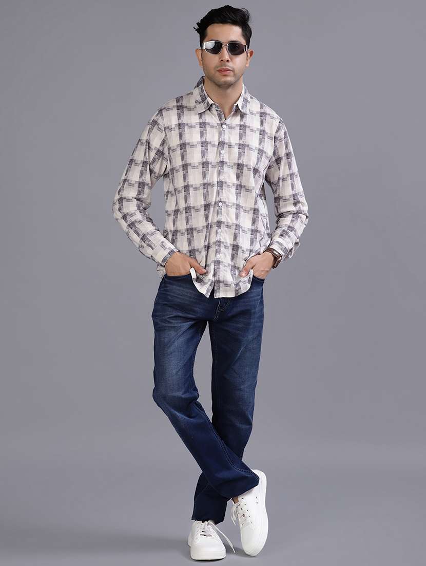 men checkered collared long sleeve shirt - 21949449 -  Standard Image - 4
