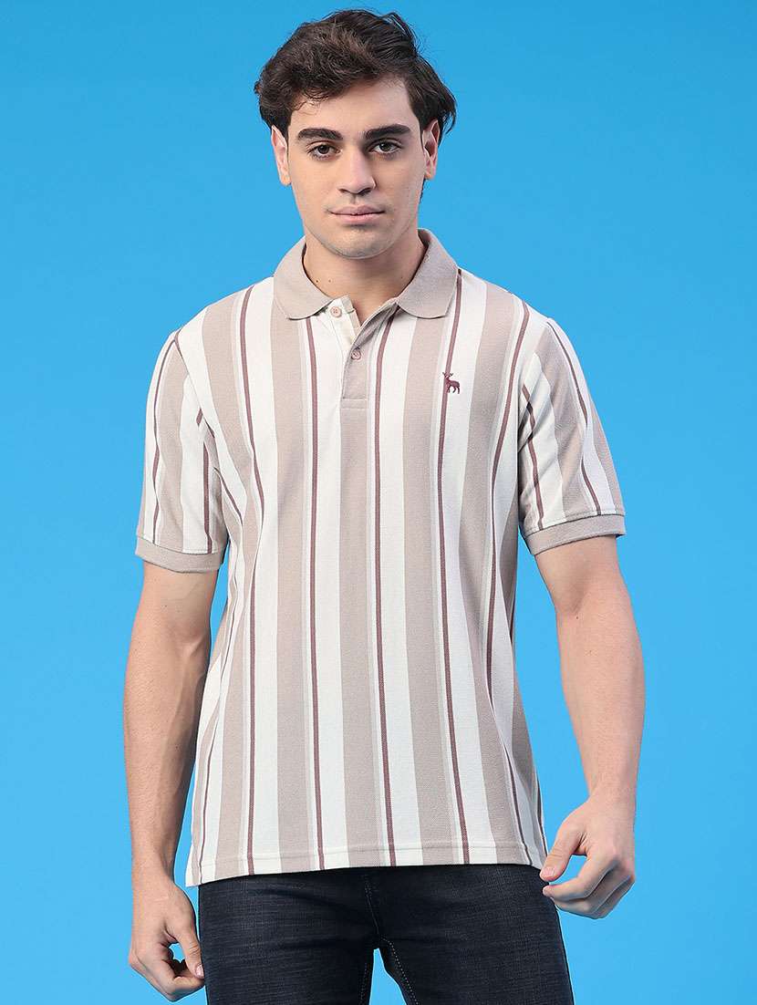 men striped short sleeve regular fit polo t-shirt - 21949493 -  Standard Image - 1