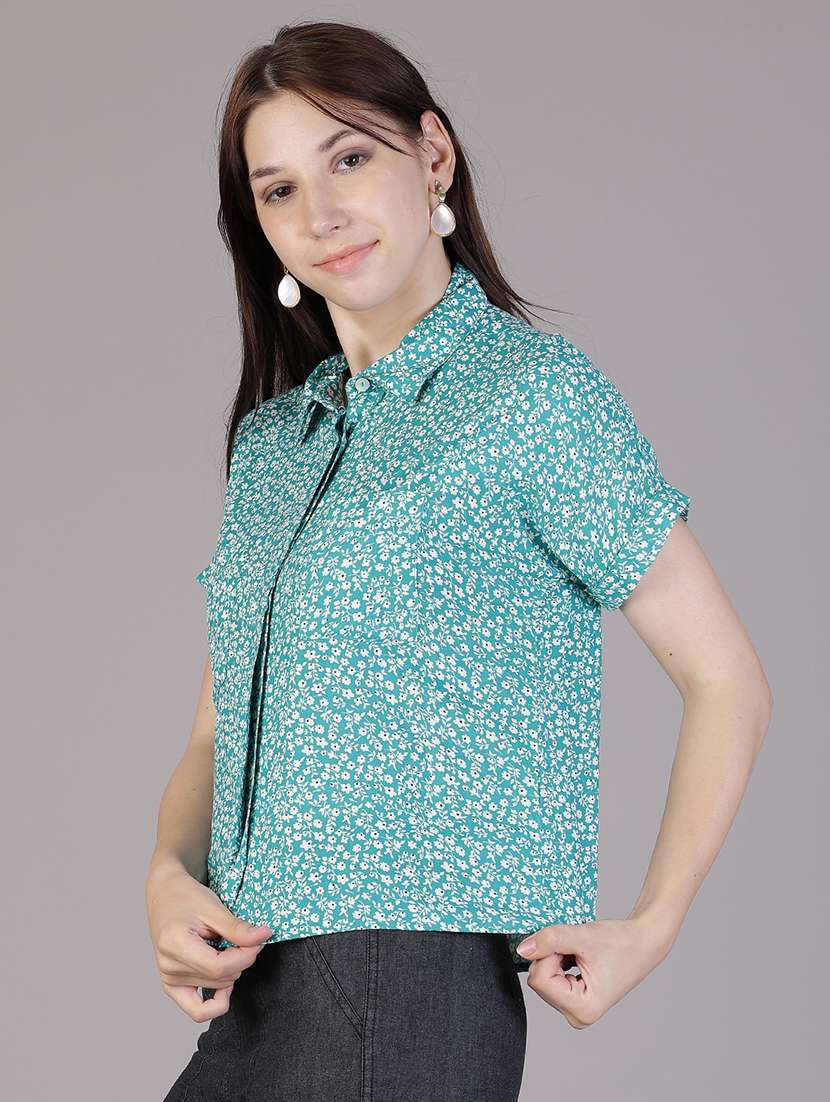 women printed collared short sleeve regular fit shirt - 21949544 -  Standard Image - 1