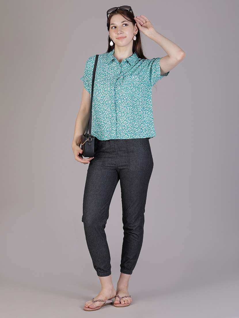 women printed collared short sleeve regular fit shirt - 21949544 - Standard Image - 4
