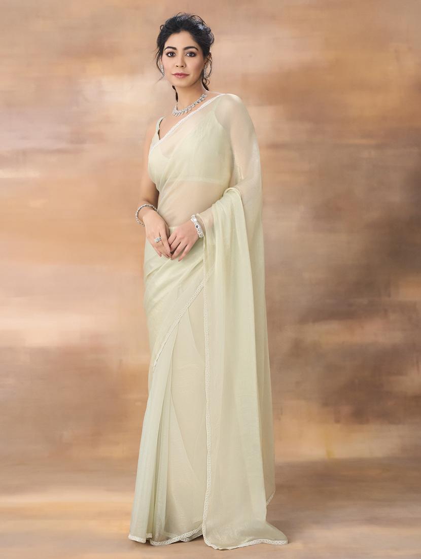 women solid plain saree with blouse - 21949590 - Standard Image - 1