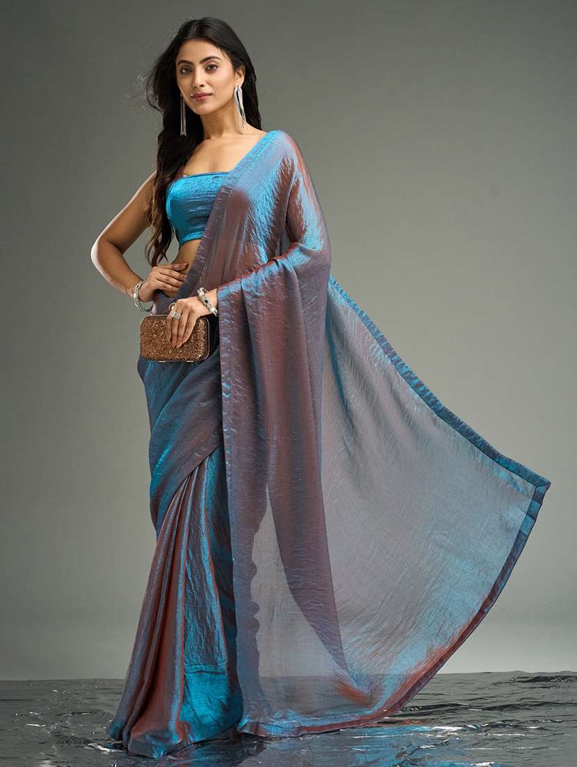 women solid plain saree with blouse - 21949625 -  Standard Image - 1