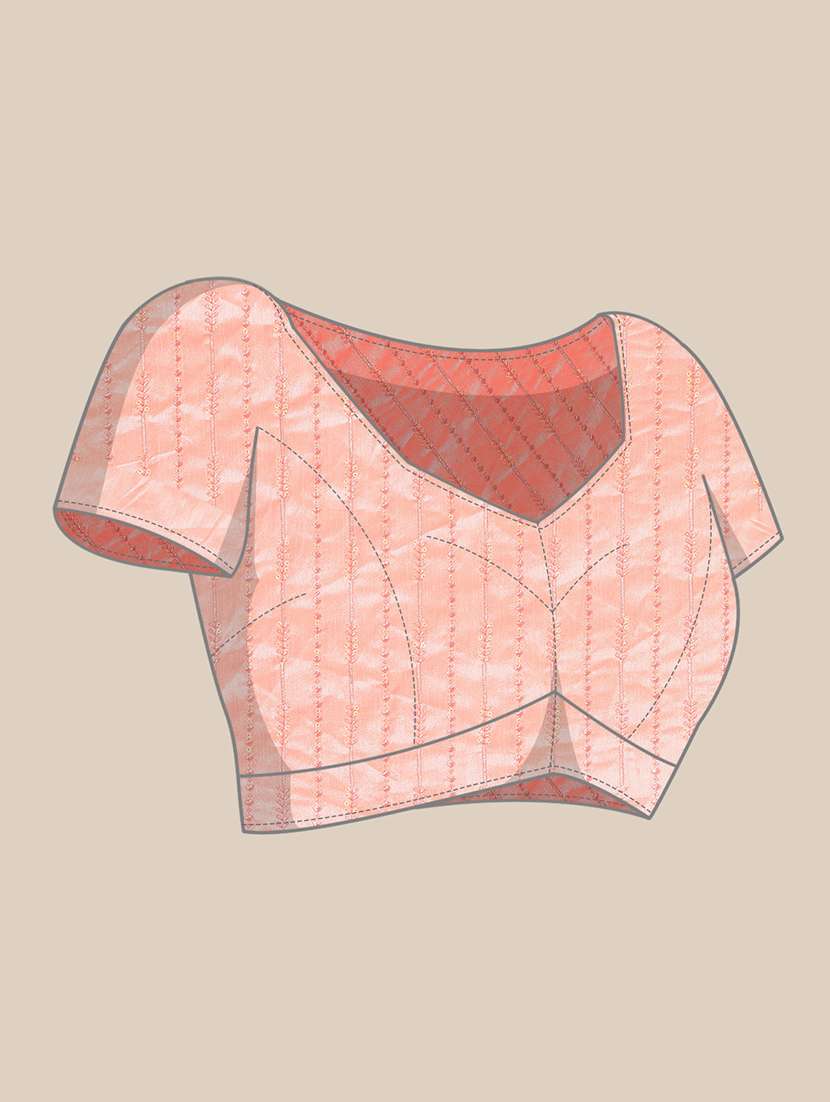 women striped embellished bordered saree with blouse - 21949630 -  Standard Image - 4