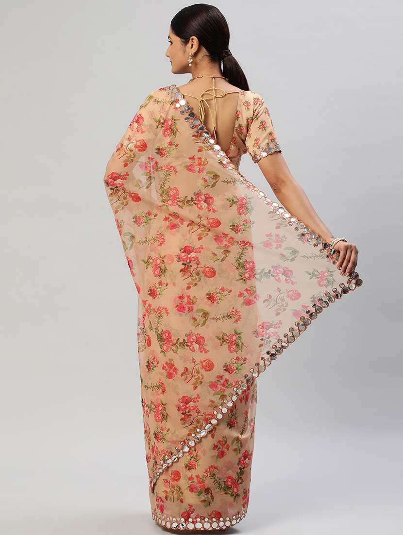 women floral printed saree with blouse - 21949633 - Standard Image - 1