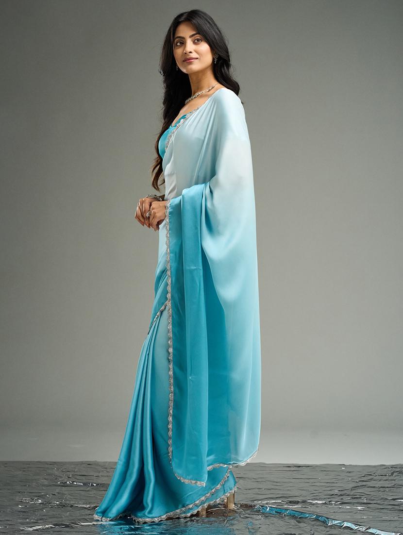 women ombre embellished bordered saree with blouse - 21949637 -  Standard Image - 1