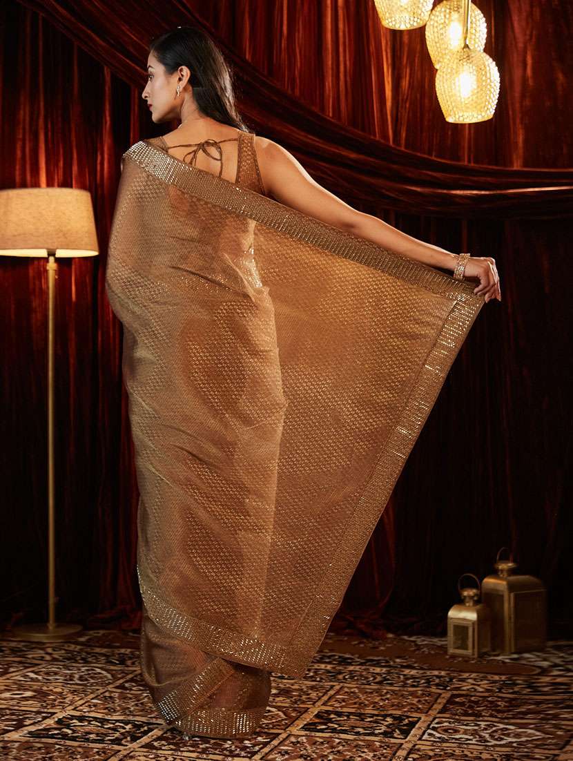 women solid with work embellished saree with blouse - 21949666 -  Standard Image - 1