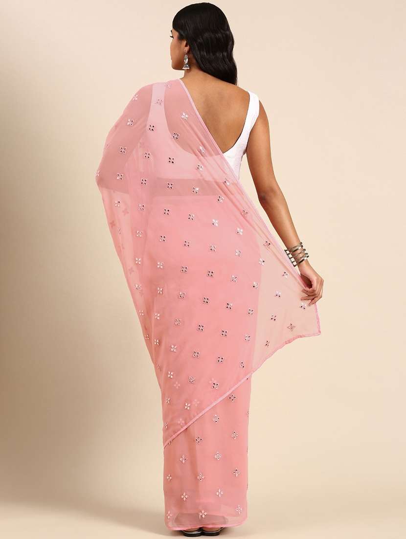 women solid with work embroidered saree with blouse - 21949670 -  Standard Image - 1