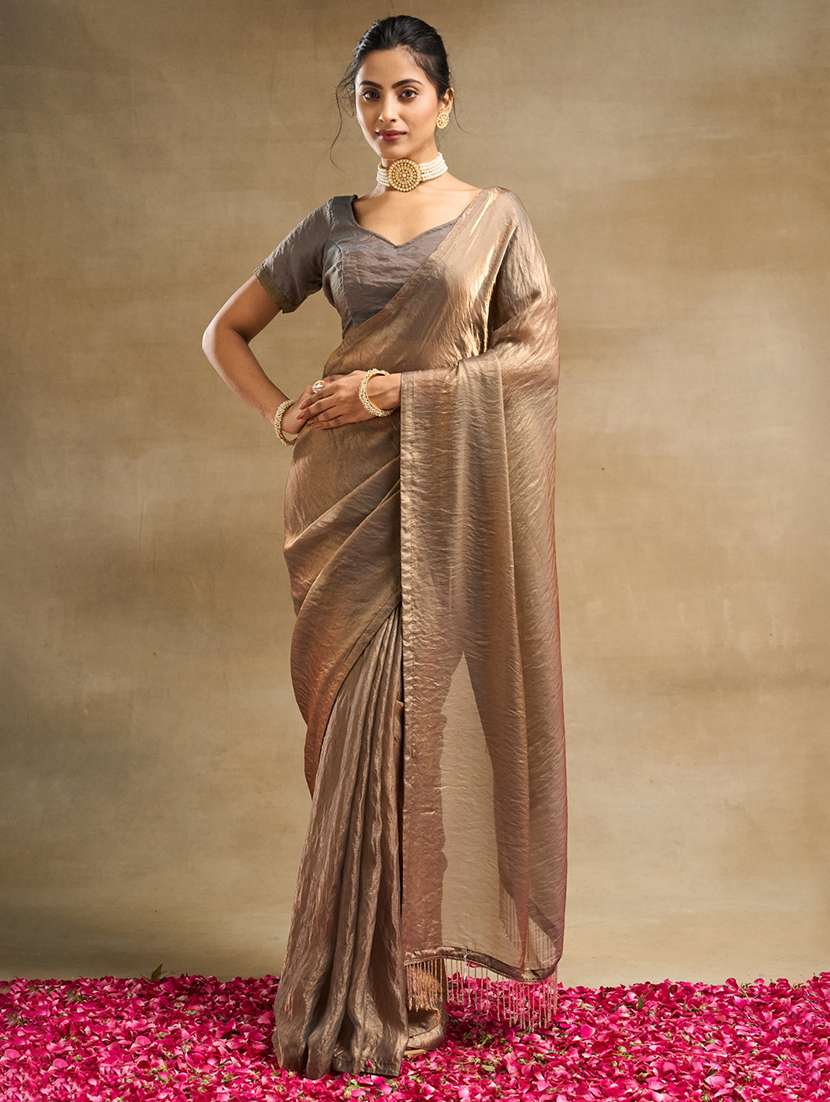 women solid plain saree with blouse