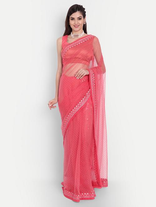 women solid with work embellished saree with blouse - 21949687 - Standard Image - 0