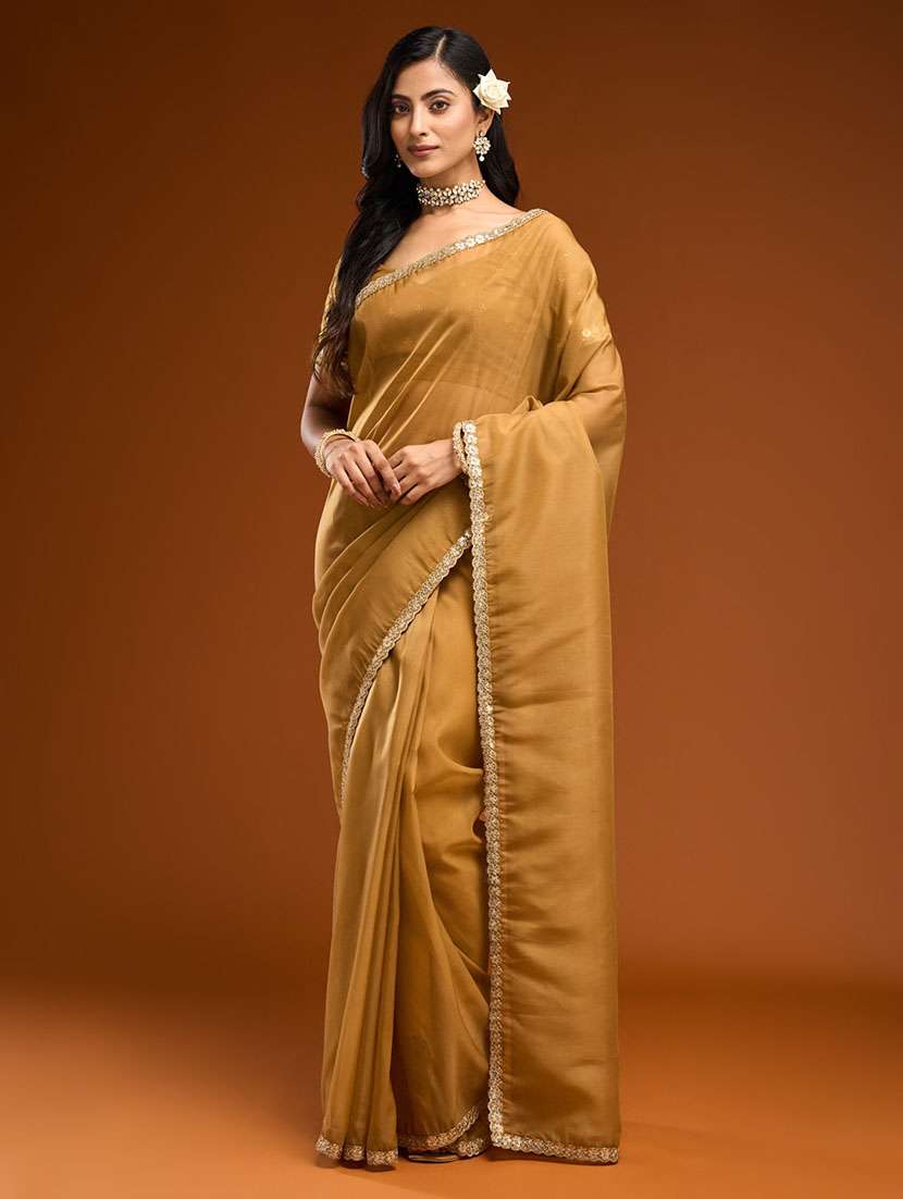 women solid with bordered saree with blouse - 21949697 - Standard Image - 1