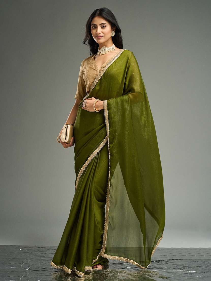 women solid embellished bordered saree with blouse - 21949701 - Standard Image - 1