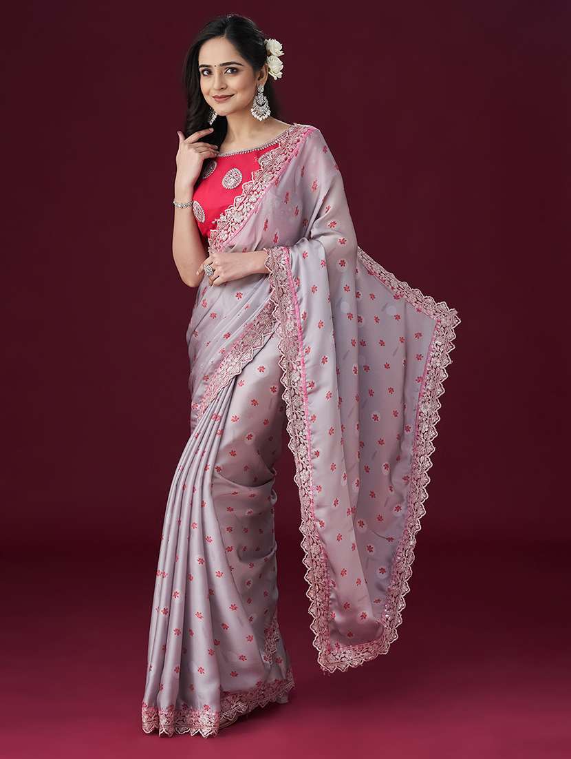 women floral printed bordered saree with blouse - 21949706 -  Standard Image - 1