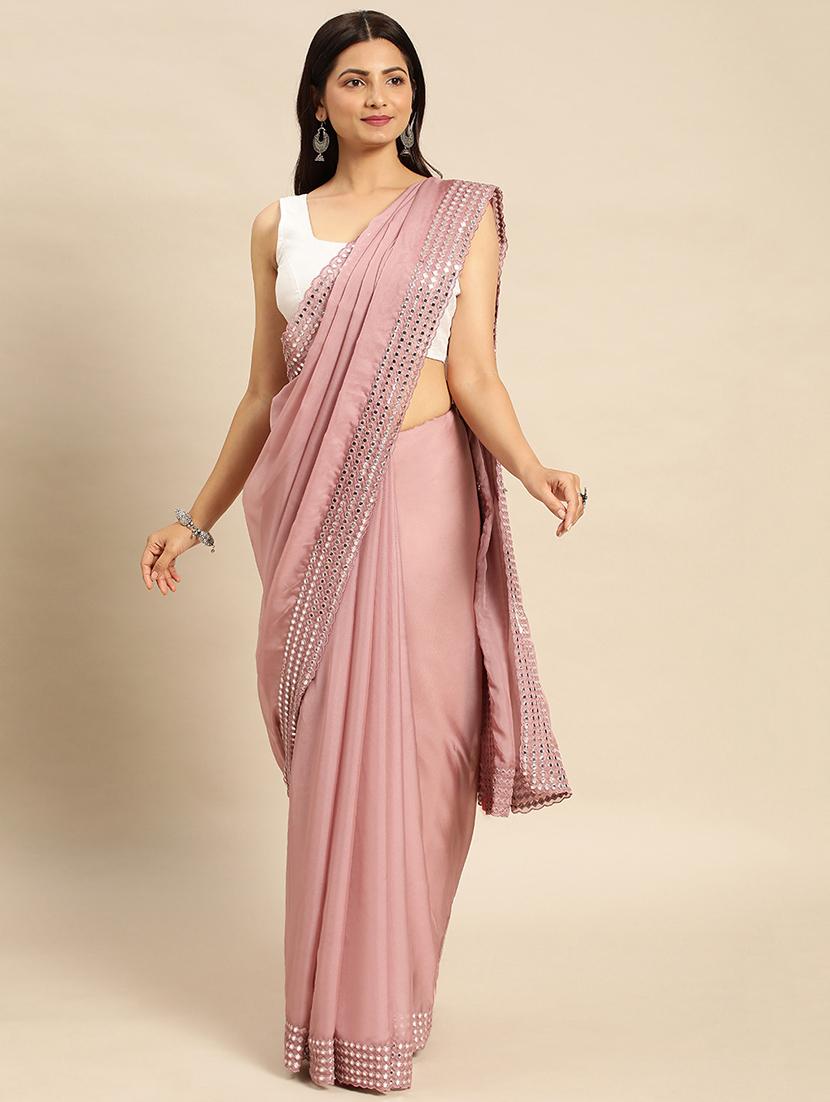 women solid with bordered saree with blouse - 21949709 -  Standard Image - 1