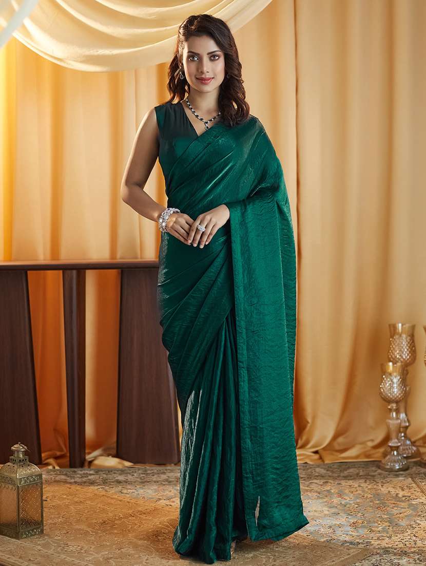 women solid plain saree with blouse - 21949716 - Standard Image - 1