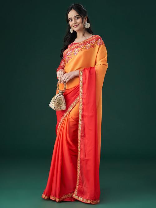 women ombre bordered saree with blouse - 21949718 -  Standard Image - 0