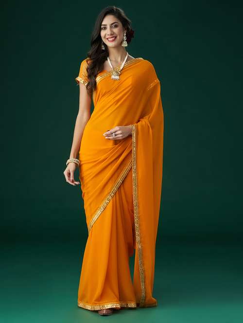 women solid with bordered saree with blouse - 21949724 - Standard Image - 0
