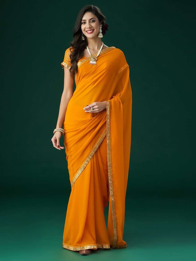 women solid with bordered saree with blouse - 21949724 - Zoom Image - 0