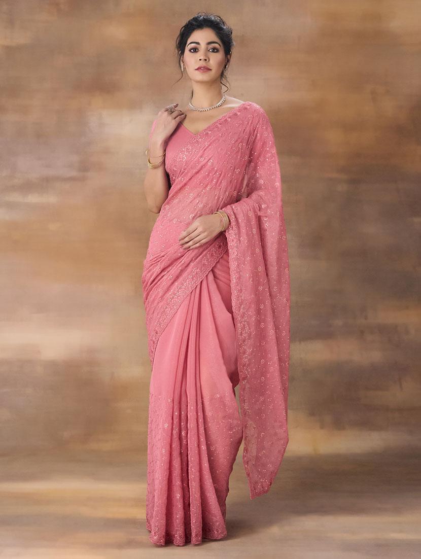 women solid with work embellished saree with blouse - 21949733 - Standard Image - 1