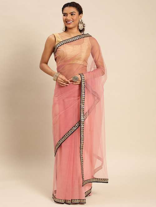 women solid with bordered saree with blouse - 21949760 -  Standard Image - 0