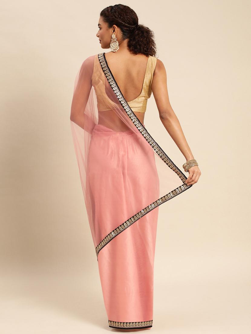 women solid with bordered saree with blouse - 21949760 -  Standard Image - 1