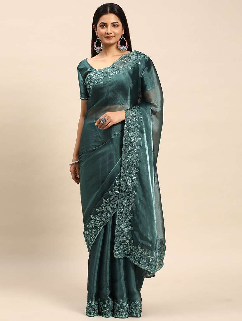 women solid with bordered saree with blouse - 21949771 -  Standard Image - 1
