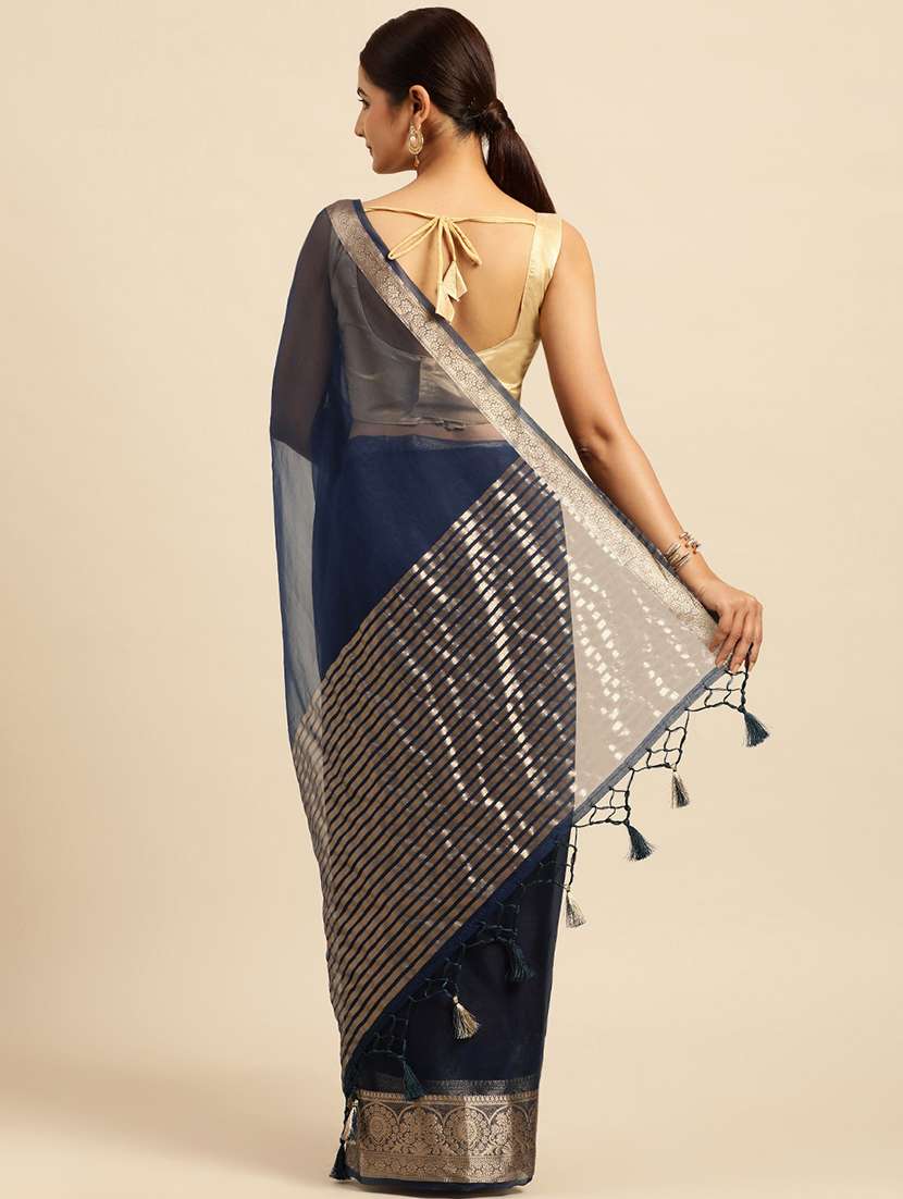 women solid with bordered saree with blouse - 21949776 -  Standard Image - 1