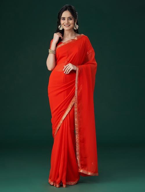 women solid with bordered saree with blouse - 21949789 -  Standard Image - 0