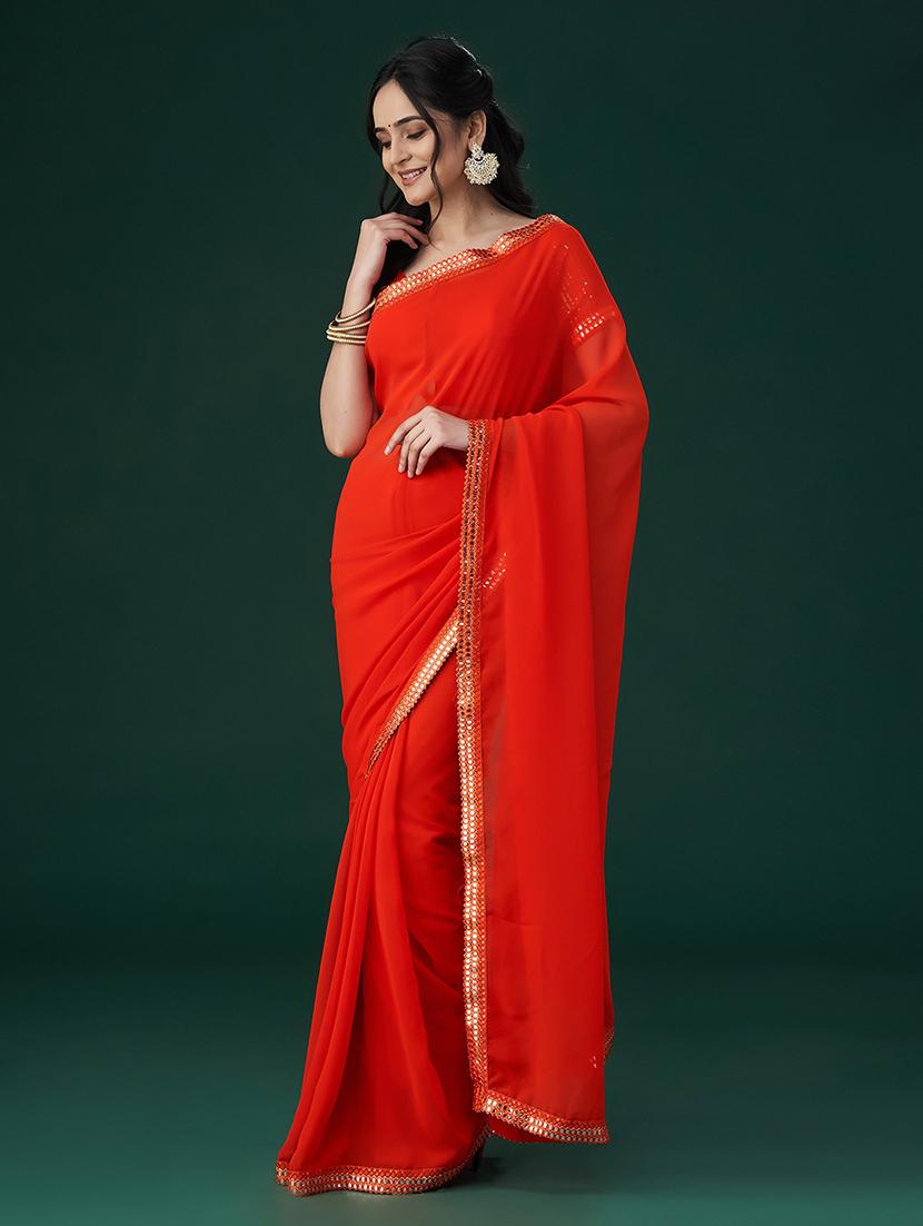 women solid with bordered saree with blouse - 21949789 -  Standard Image - 1