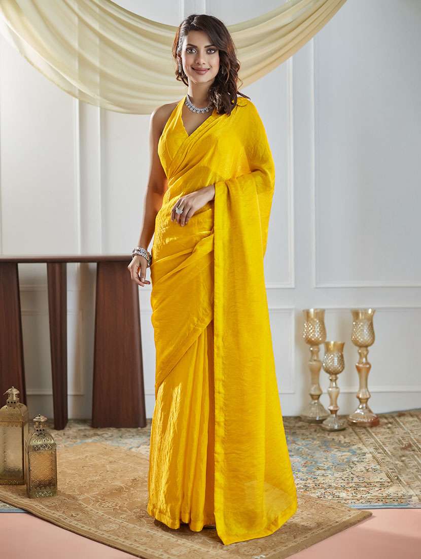 women solid plain saree with blouse - 21949812 -  Standard Image - 1