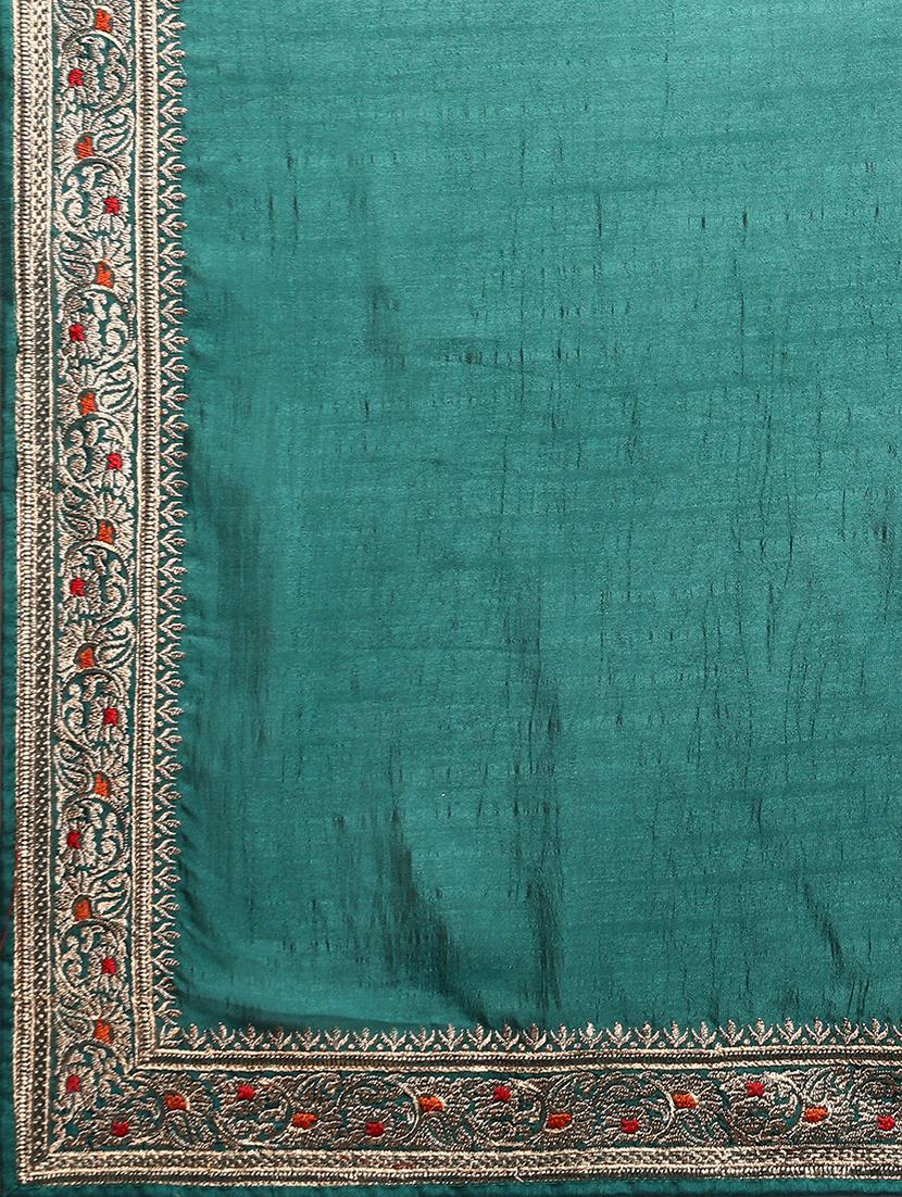 women solid with bordered saree with blouse - 21949825 - Standard Image - 4