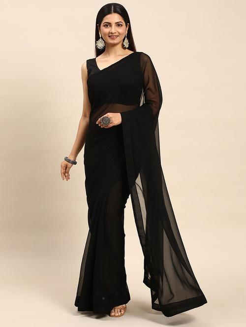 women solid plain saree with blouse - 21949826 -  Standard Image - 0