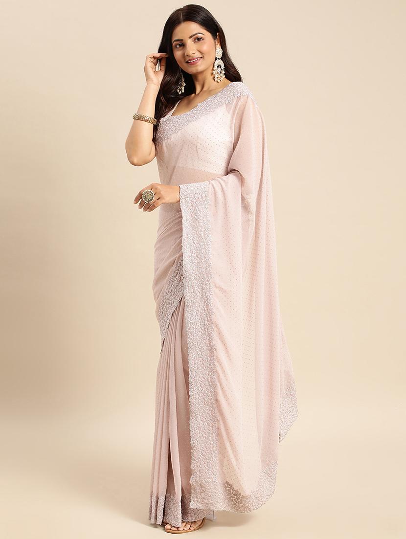 women solid with work embroidered saree with blouse - 21949832 -  Standard Image - 1
