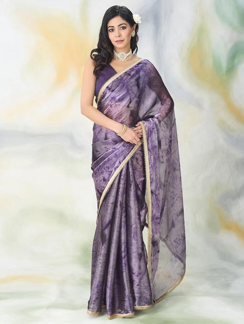 women tie & dye printed saree with blouse - 21949842 -  Standard Image - 0
