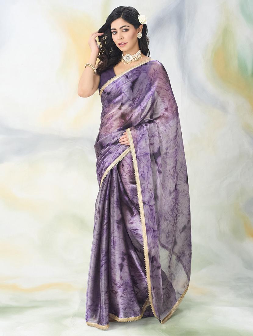 women tie & dye printed saree with blouse - 21949842 -  Standard Image - 1