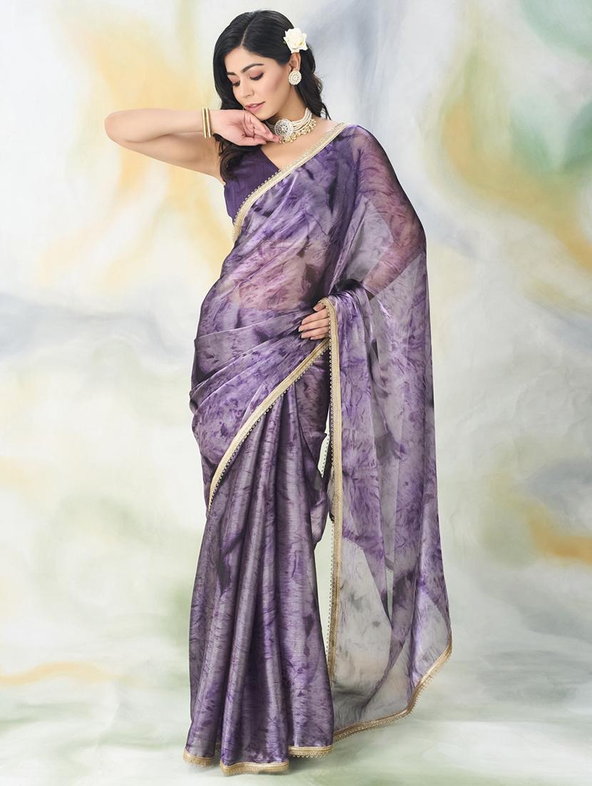 women tie & dye printed saree with blouse - 21949842 - Standard Image - 4