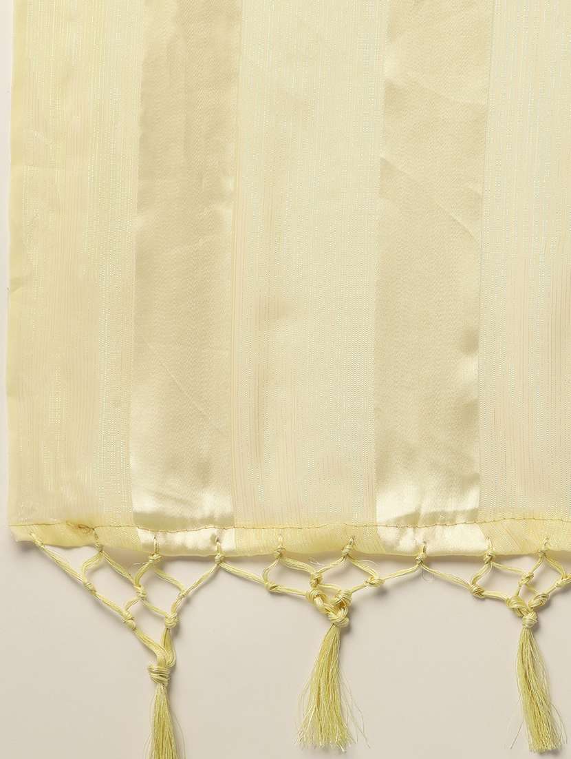 women yellow striped saree with blouse - 21949850 - Standard Image - 4