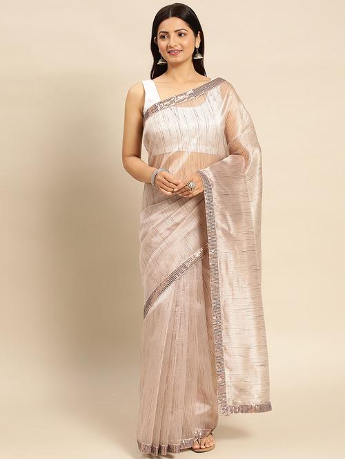 women striped bordered saree with blouse - 21949861 - Standard Image - 0