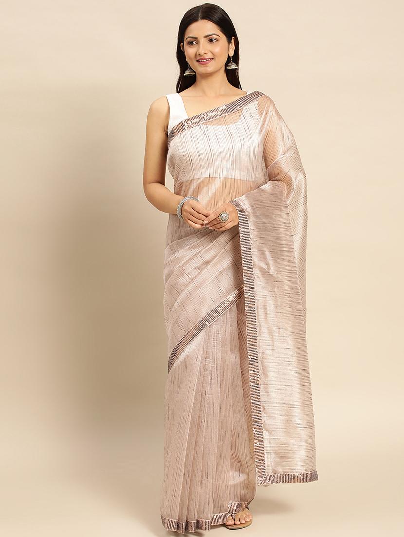women striped bordered saree with blouse - 21949861 - Zoom Image - 0
