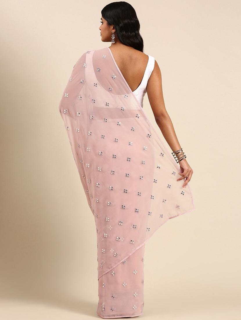 women solid with work embroidered saree with blouse - 21949862 - Standard Image - 1