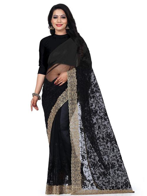 women solid with work embroidered saree with blouse - 21949875 -  Standard Image - 0
