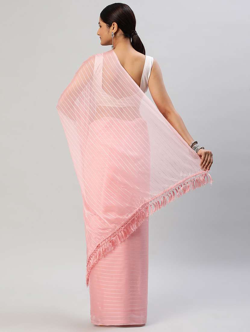 women striped embellished saree with blouse - 21949876 -  Standard Image - 1