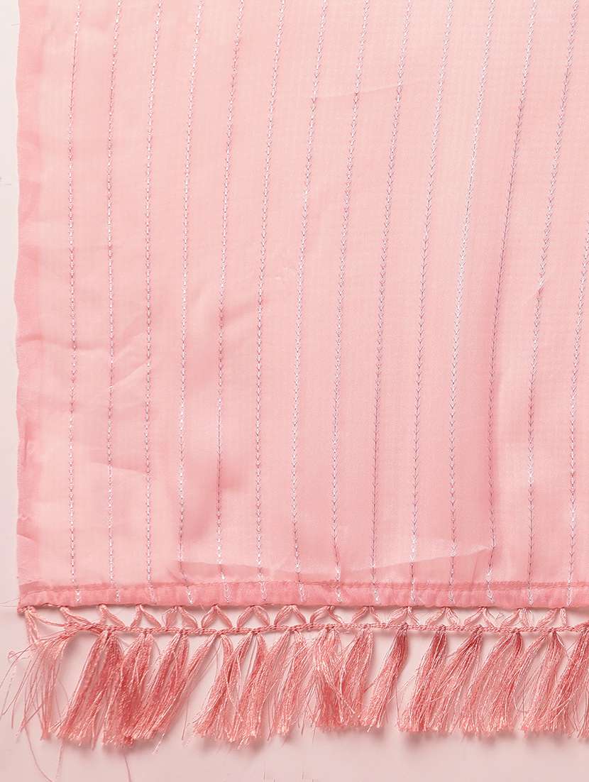 women striped embellished saree with blouse - 21949876 -  Standard Image - 4