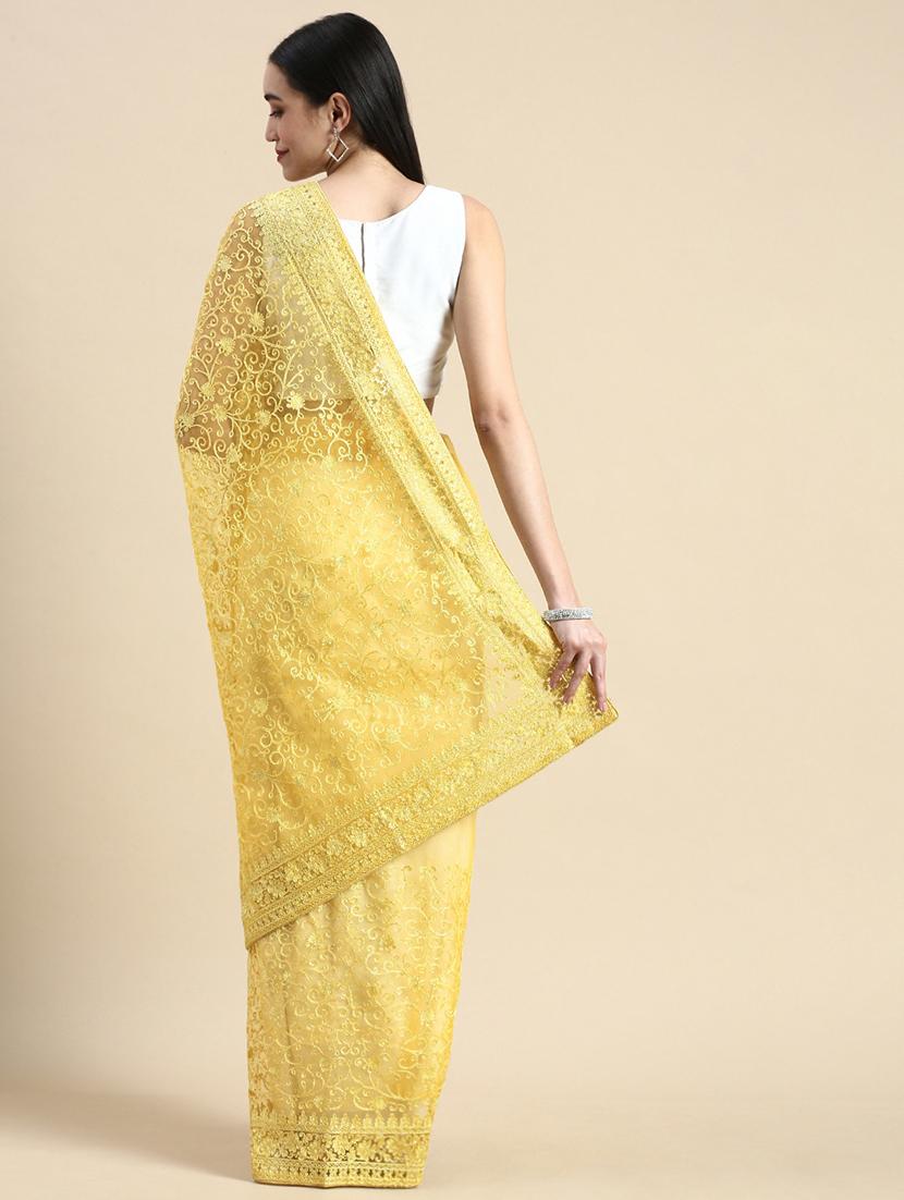 women solid with work embroidered saree with blouse - 21949892 -  Standard Image - 1