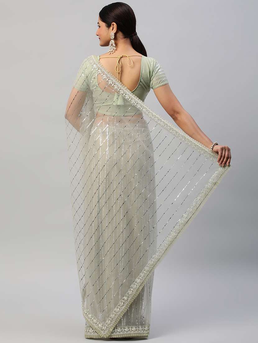 women solid with work embellished saree with blouse - 21949916 -  Standard Image - 1